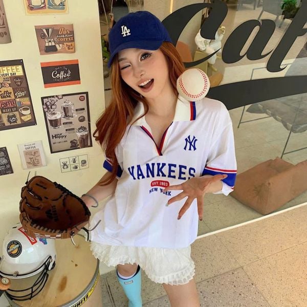  Áo Polo MLB [Unisex] Varsity Sport Jersey Overfit - 3FTSV1743 