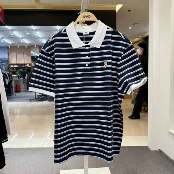 Áo Polo SPAO [Nữ] - Bear Sọc Ngang Navy SS26