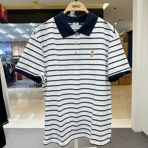 Áo Polo SPAO [Nữ] - Bear Sọc Ngang Trắng SS26