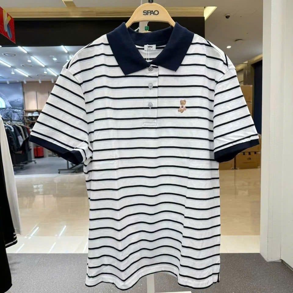  Áo Polo SPAO [Nữ] - Bear Sọc Ngang Trắng SS26 