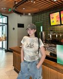  Áo Thun [Unisex] Badblood - [w-tee25-043] Crack Print T-shirt White 