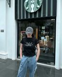  Áo Thun [Unisex] Badblood - [w-tee25-043] Crack Print T-shirt White 