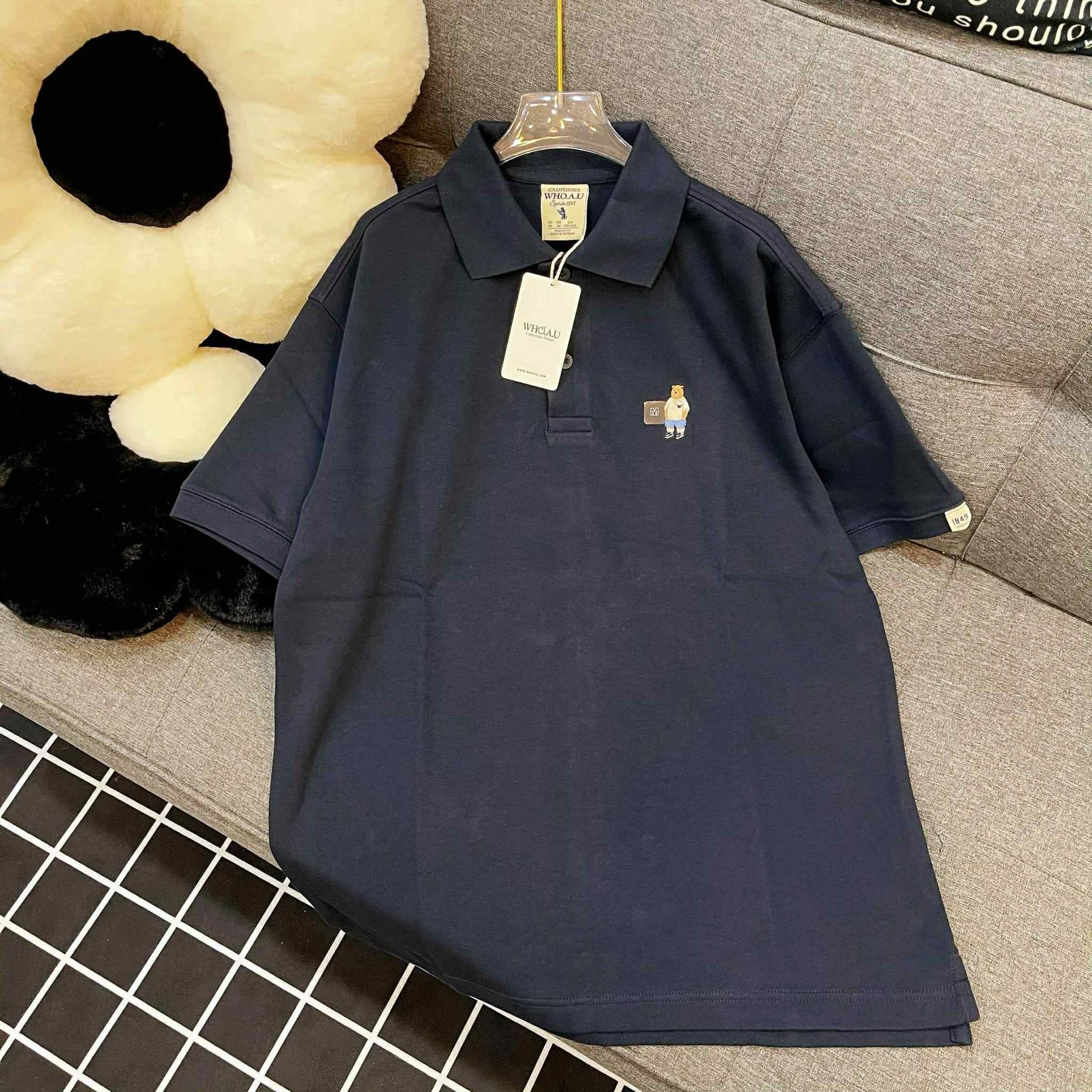  Áo Polo WHOAU [Unisex] - Steve Short Sleeve Collar Navy - WHHAE2411U 