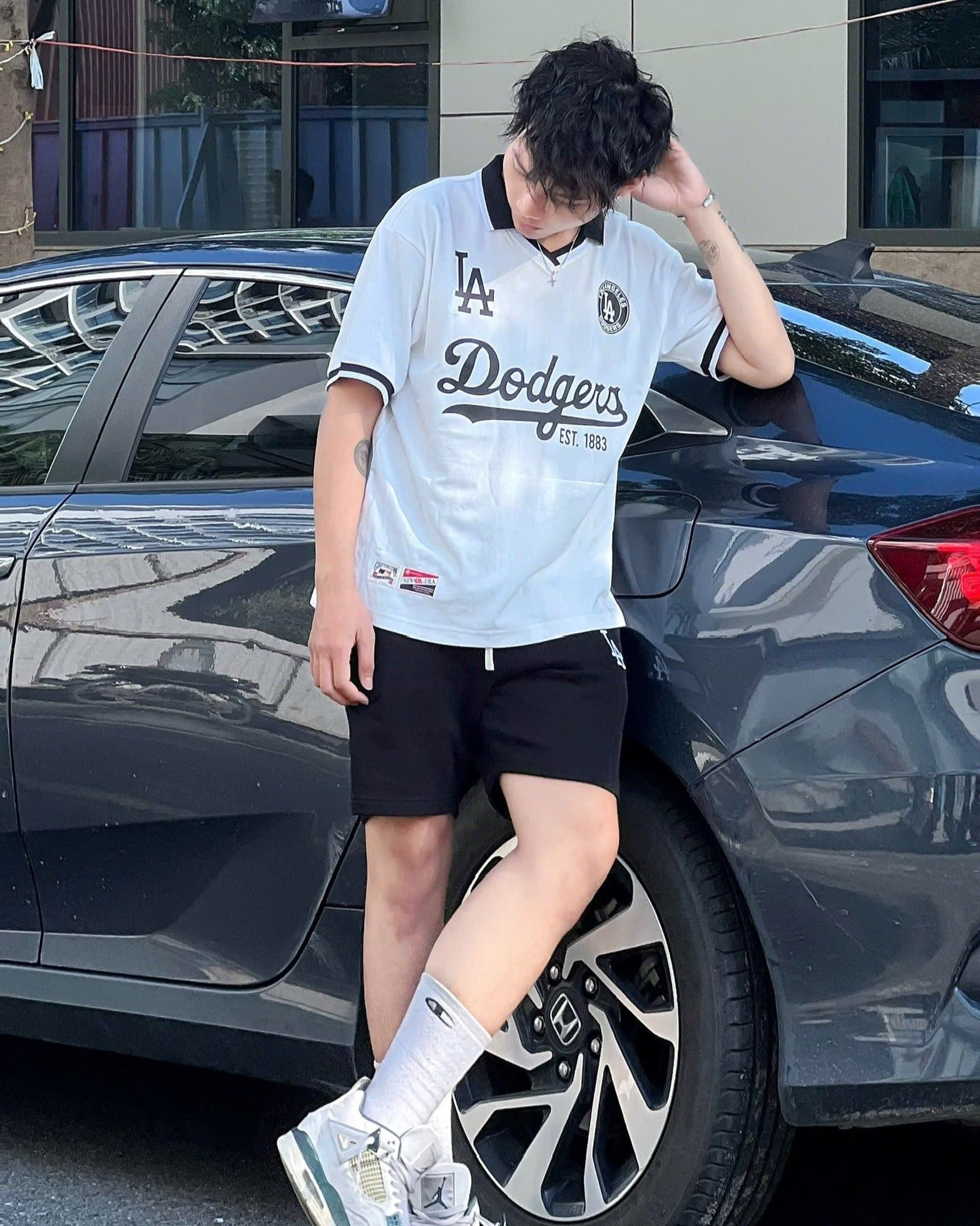  Áo Thun Polo New Era - [Unisex] LA Dodgers White/Black - 18273828 