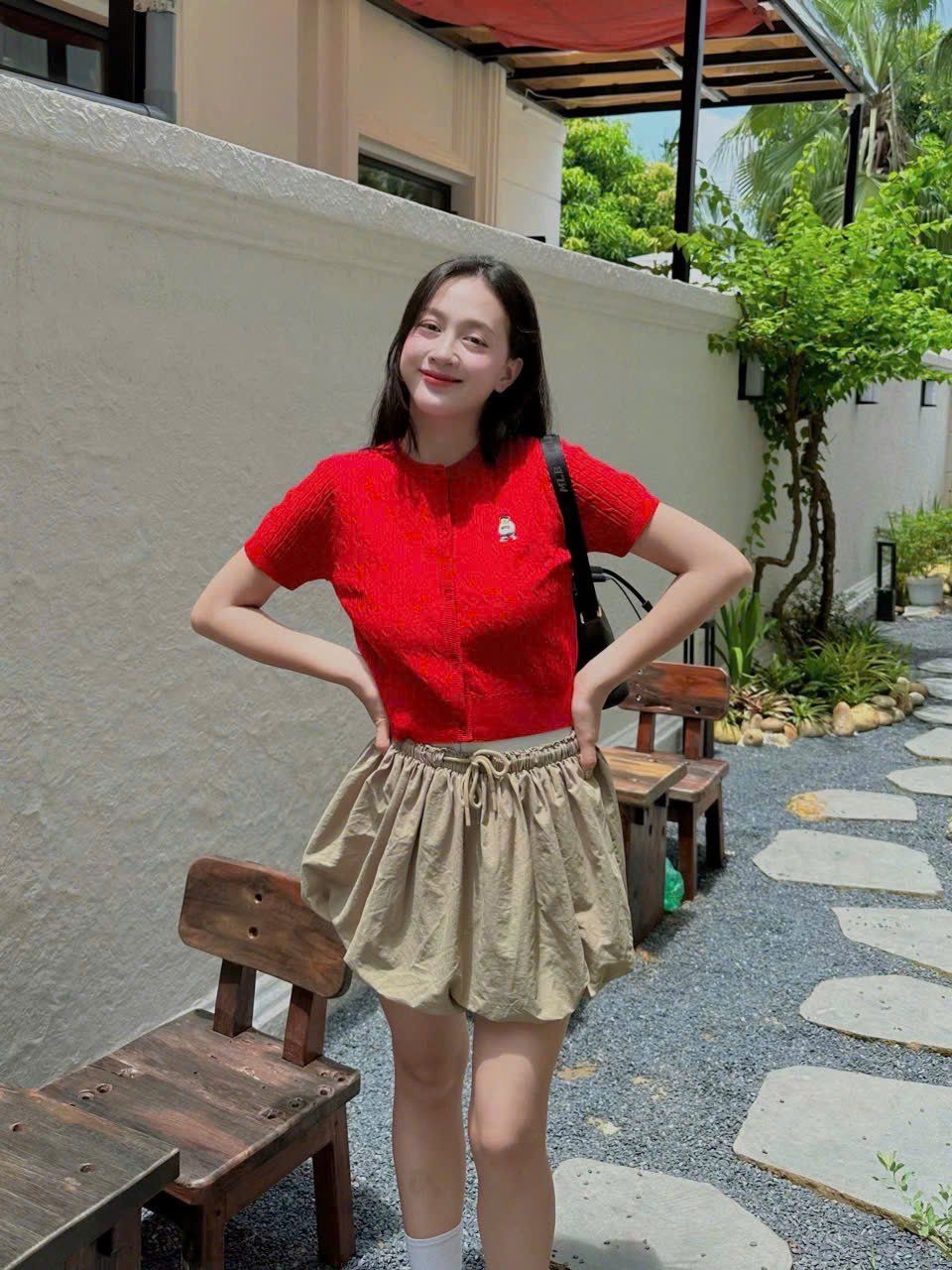  Áo Thun Len SPAO [Nữ] - (Woody) Cable Crop Cardigan Red - SPCKF24G51 