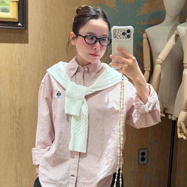  Áo Sơ Mi WHOAU [Unisex] - Steve Loose Fit Striped Shirts Pink - WHYWG2311U 