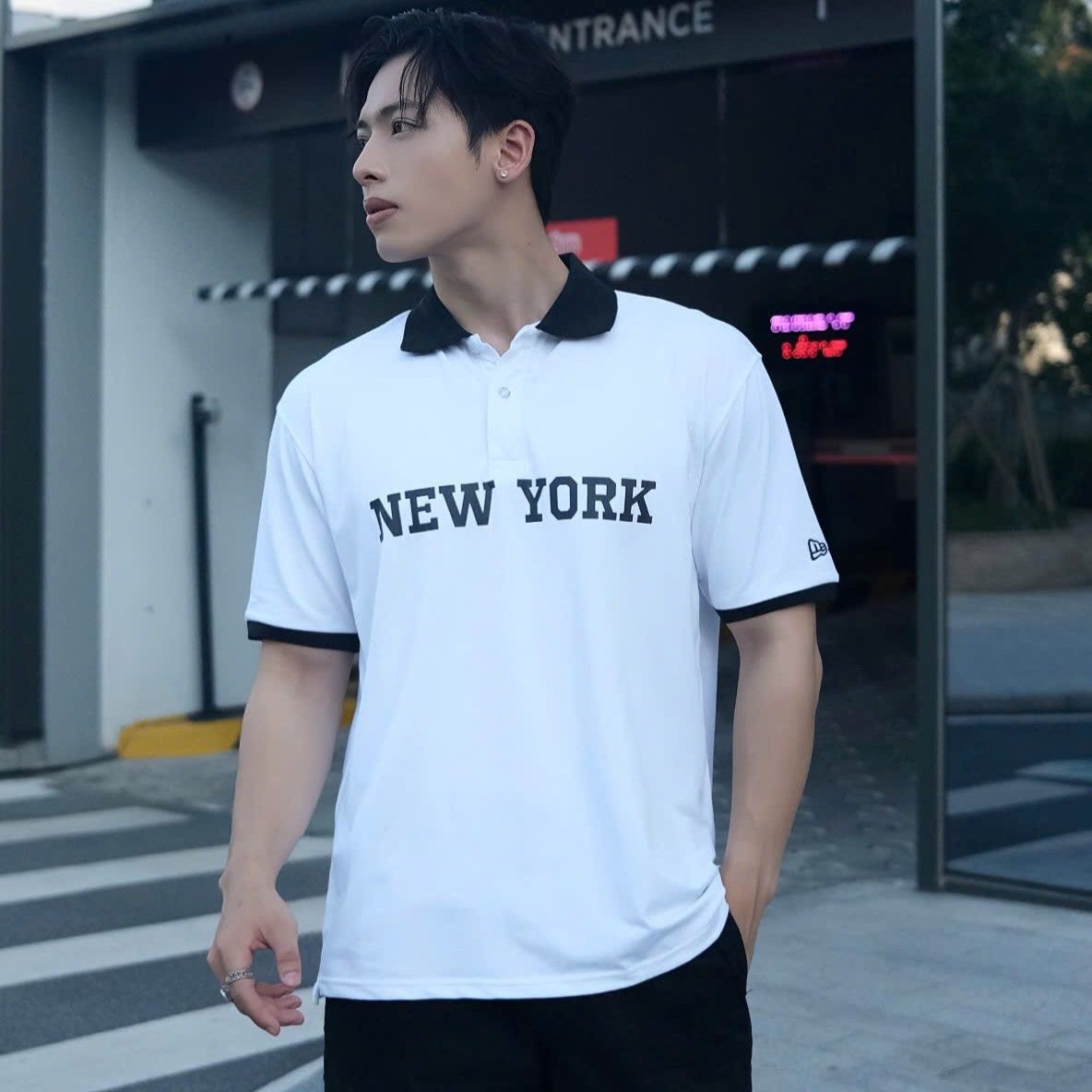  Áo Thun Polo New Era - [Unisex] NY Yankees Basic White/Black 