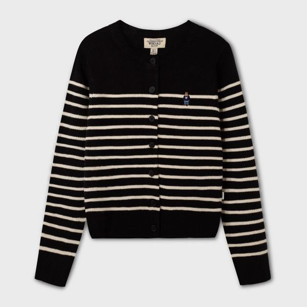 Áo Cardigan WHOAU [Nữ] - Steve R-neck Cardigan Black - WHCKF4913F