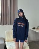  Áo Sweater MLB Korea - Varsity Overfit Half-Zip Boston Navy - 3AMTV0341-43NYS 