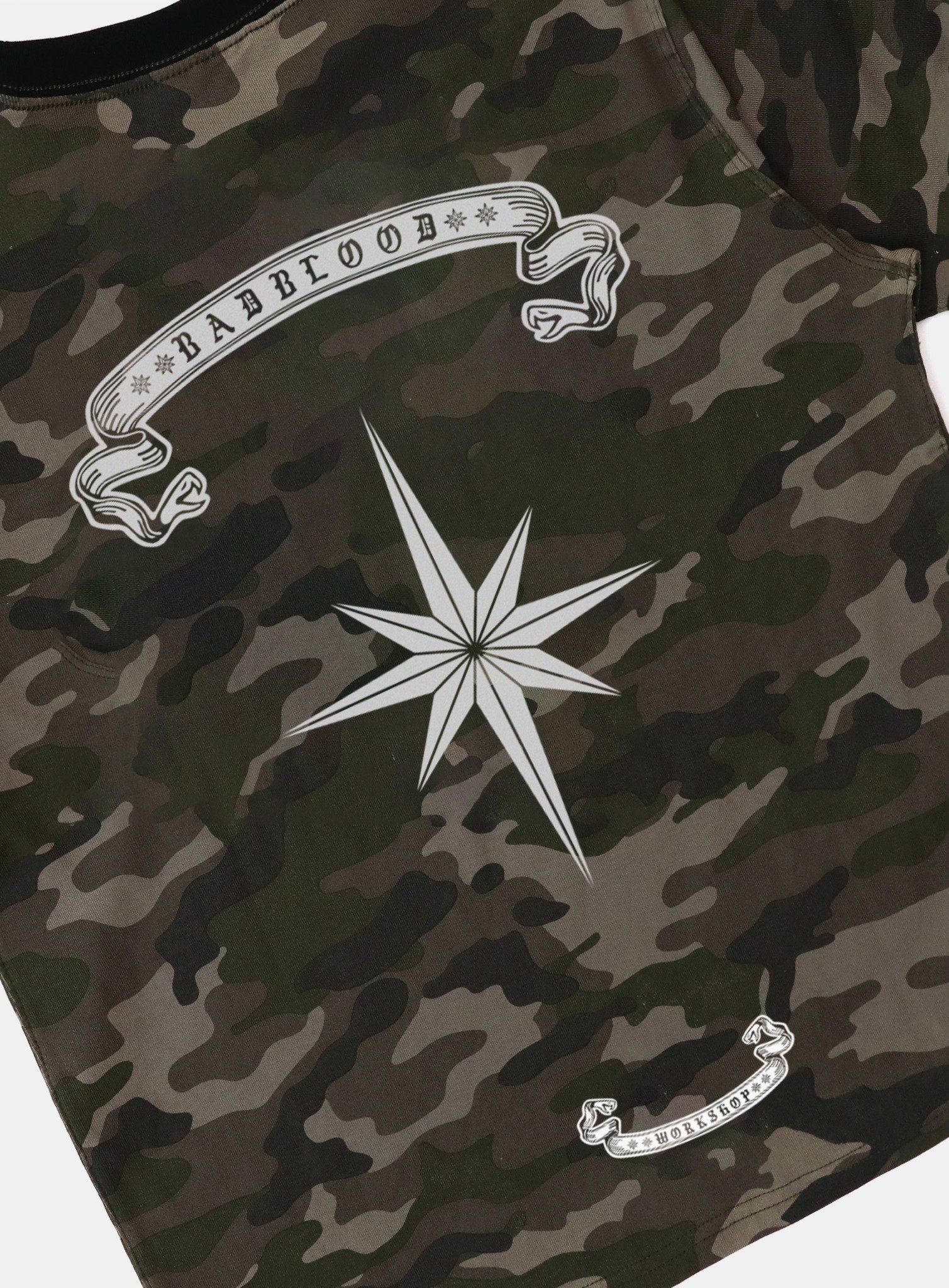 【BADBLOOD】Cosmo Reflective Ringer T-Shirt - Green Camo Áo Thun [Unisex] Badblood - [w-tee25-093] Cosmo Reflec Ring