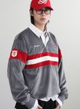  Áo Sweater [Unisex] Badblood - [w-sweatshirt24-016] Badblood Sports Velvet Rugby Shirt - Grey 