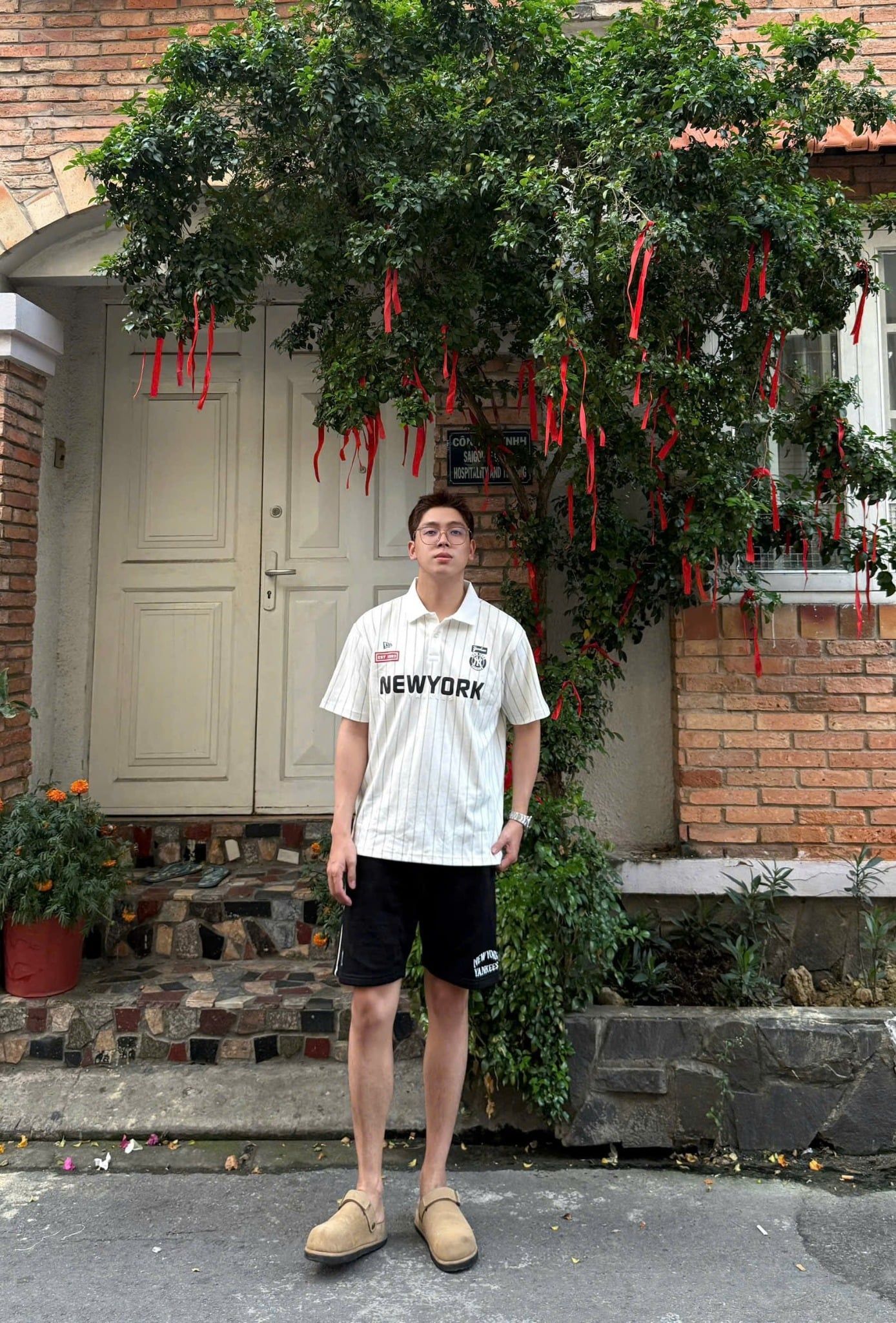  Áo Thun Polo New Era - [Unisex] NY Stripe Black/White 