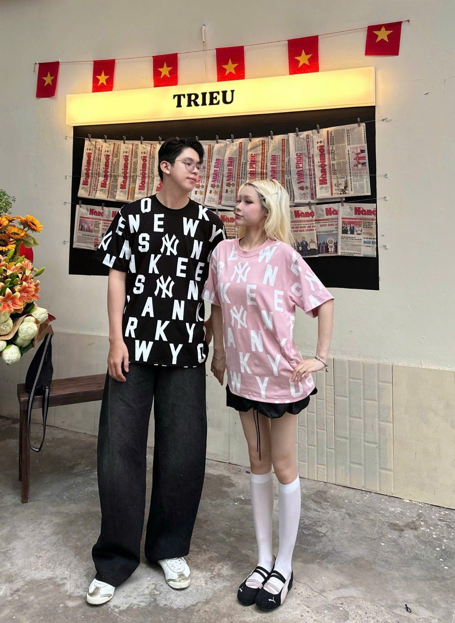  Áo Thun New Era - [Unisex] NY Monogram Yankees Pink - 12225661 