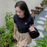  Áo Thun Len SPAO [Nữ] - Woody Cable Crop Cardigan Black - SPCKF24G51 