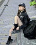  Áo Khoác Gió [Nữ] MLB Korea - Sporty Varsity Crop Windbreaker - 3FWJV0243-50BKS 