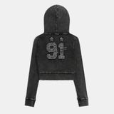  Áo Khoác [Unisex] Badblood - [w-hde25-008] Rusty Denim Hoodie Slim Fit Black 