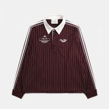  Áo Sweater [Unisex] Badblood - Classic Logo Stripe Rugby Shirt Burgundy - w-sht24-019 