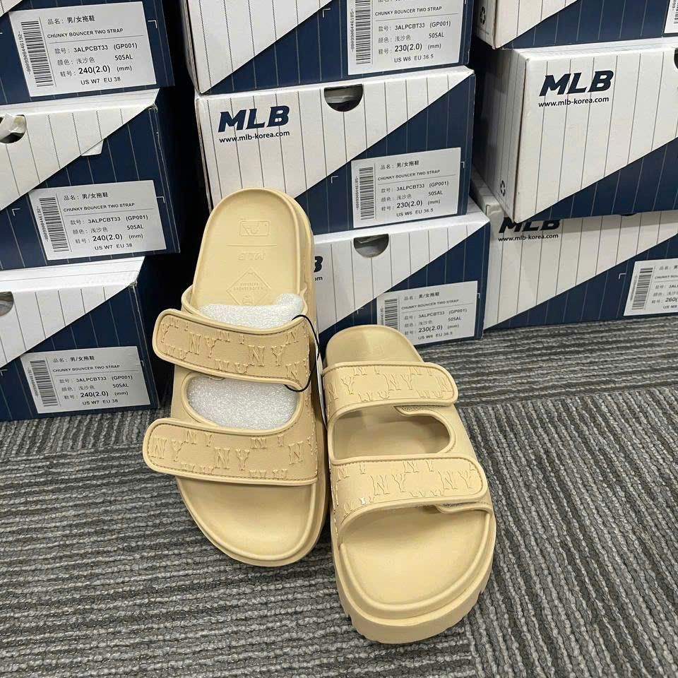 Dép MLB Chunky Bouncer Two Strap LA Dodgers Sand - 3ALPCBT33-50SAL 