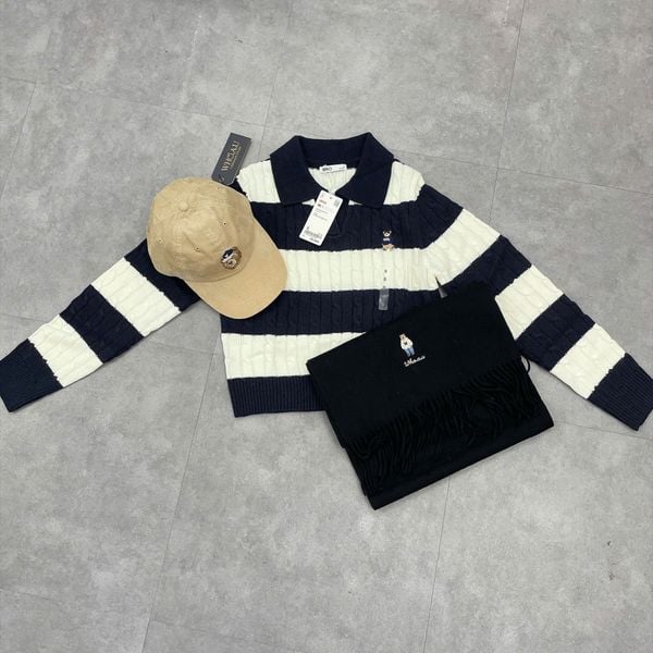 Áo Sweater Crop SPAO [Nữ] - Woody Cable Half-Open Navy - SPKWF49G50