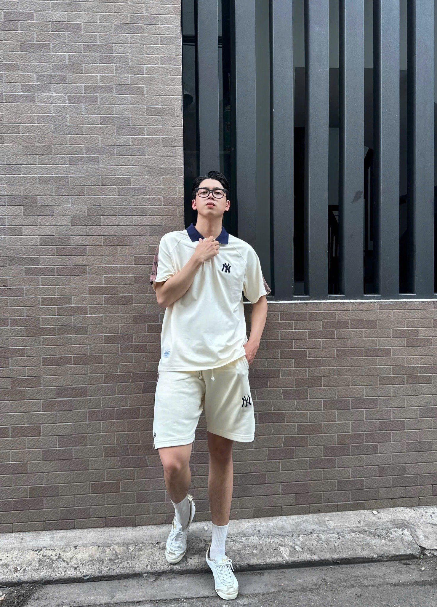  Áo Thun Polo New Era - [Unisex] Monogram NY Yankees Shoulder Line Cream - 12354879 