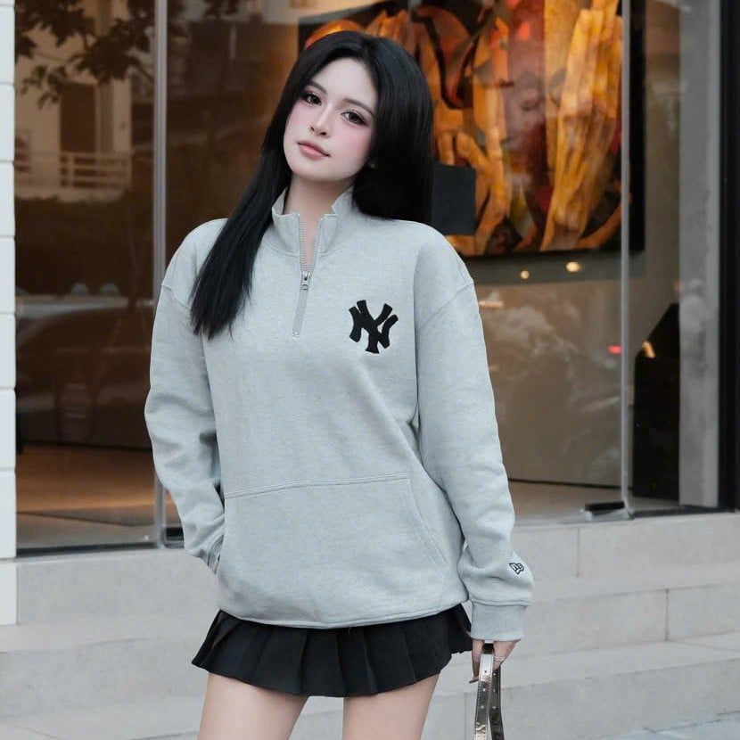  Áo Sweater Zip New Era - [Unisex] Bear EST.1903 NY Gray 