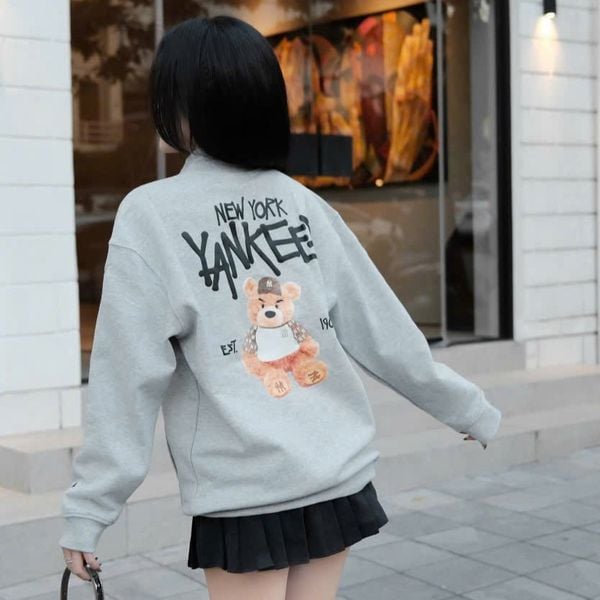 Áo Sweater Zip New Era - [Unisex] Bear EST.1903 NY Gray