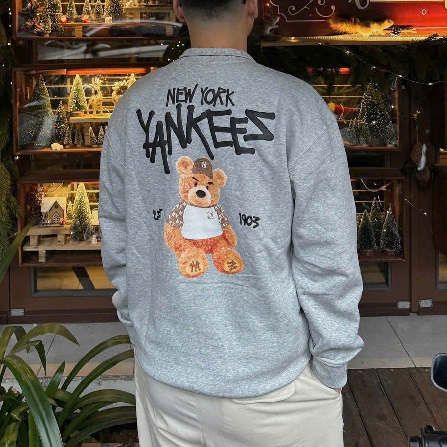  Áo Sweater Zip New Era - [Unisex] Bear EST.1903 NY Gray 