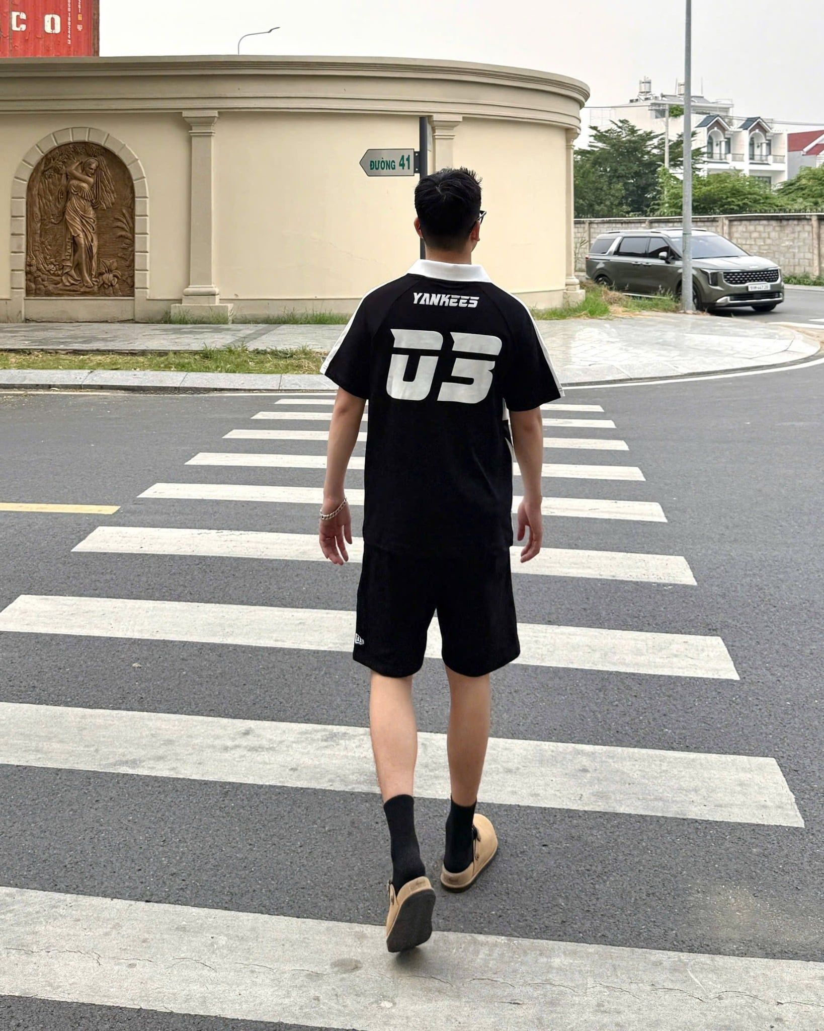  Áo Thun Polo New Era - [Unisex] NY Racing Style Black/White 