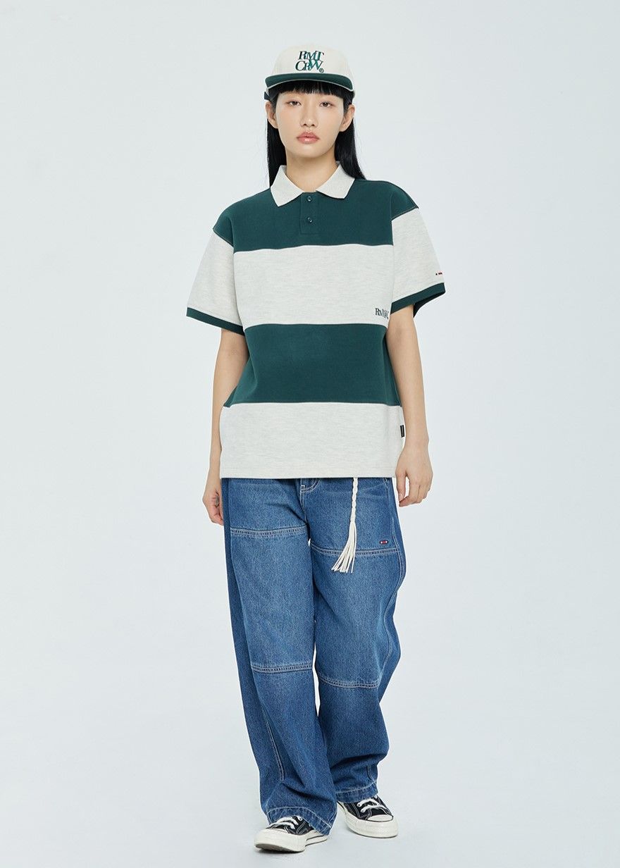  Áo Polo RMTCRW [ROMANTIC CROWN] - STRIPE RUGBY POLO GREEN 