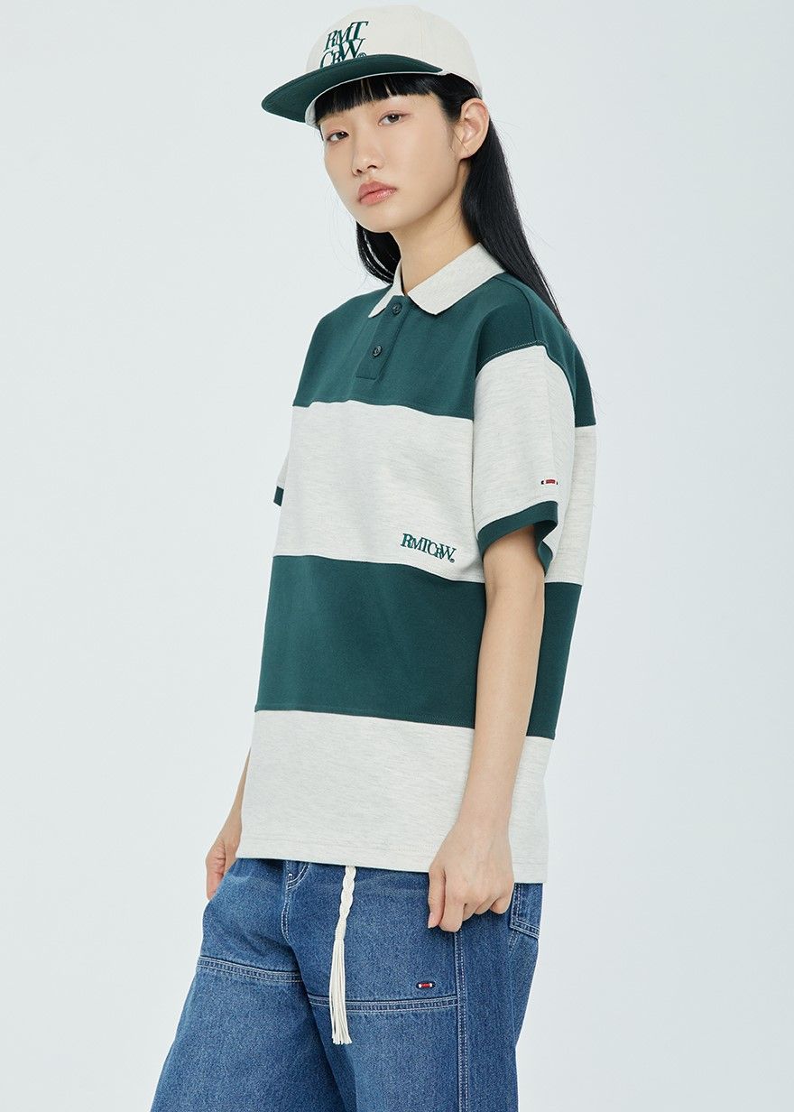  Áo Polo RMTCRW [ROMANTIC CROWN] - STRIPE RUGBY POLO GREEN 