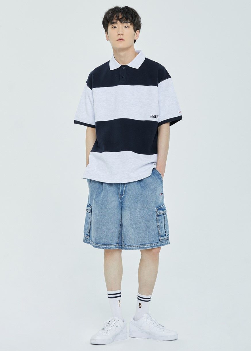  Áo Polo RMTCRW [ROMANTIC CROWN] - STRIPE RUGBY POLO NAVY 