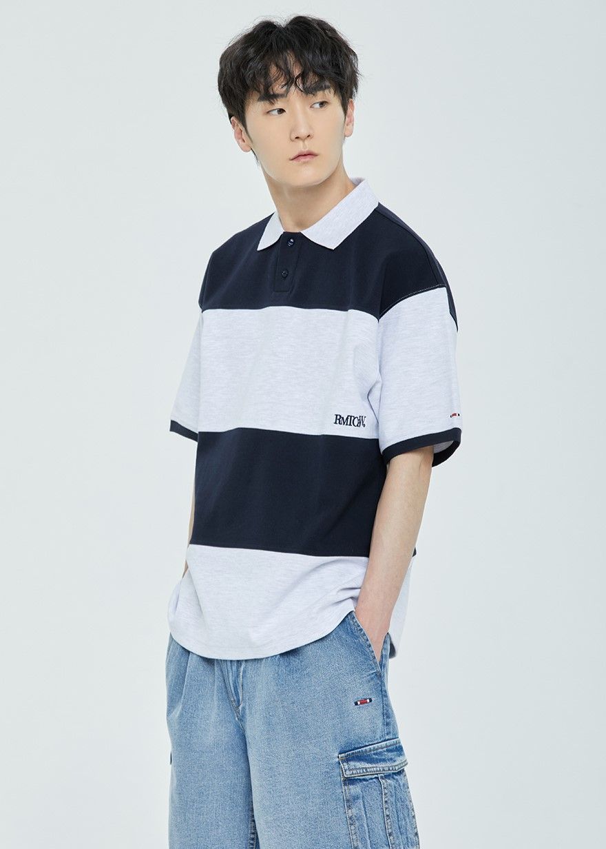  Áo Polo RMTCRW [ROMANTIC CROWN] - STRIPE RUGBY POLO NAVY 