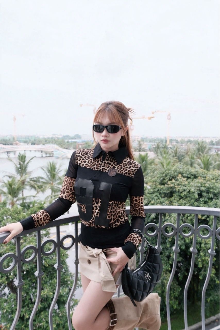  Áo Thun Dài Tay [Unisex] Badblood - [w-tee25-021] Vintage Club Rugby Leopard 