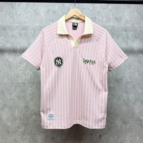 Áo Thun Polo New Era - [Unisex] NY 7 Stripe Pink/White - 15544495