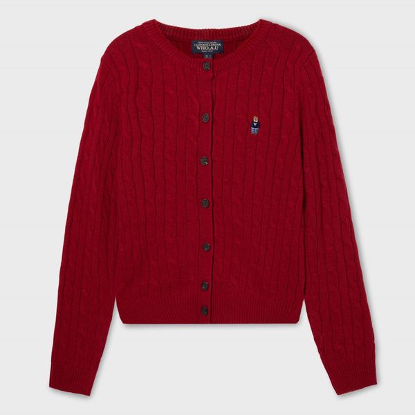 Áo Cardigan WHOAU [Nữ]- Steve Cable Cardigan Red - WHCKF4901F