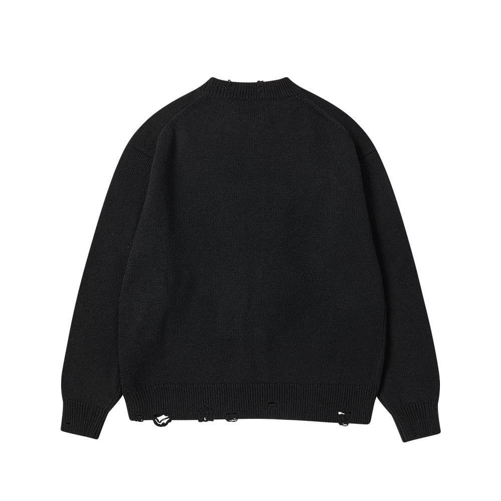  Áo Len ADLV Distressed Bear Knit Black 
