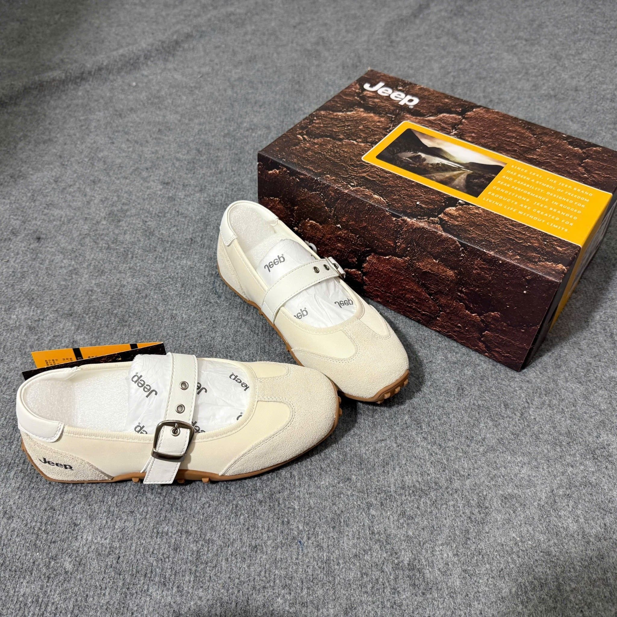  Giày Jeep Mary Jane - [Nữ] Vintage Suede White - P661W13404 