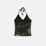  Áo Hai Dây [Nữ] Badblood - [w-tnk25-017] Vintage Club Halter Tank Green Camo 