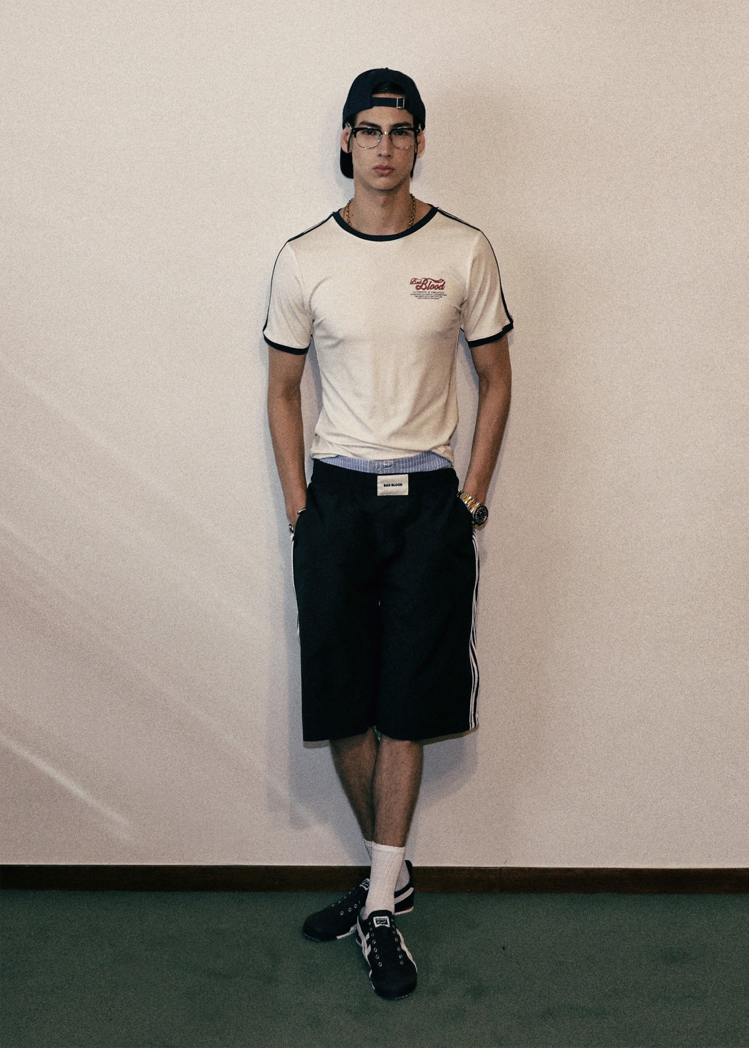 ◆BADBLOOD◆ Vintage Logo Slim T-Shirt Cream w-tee24-047 Áo Thun [Unisex] Badblood - [w-tee24-047] Vintage Logo Slim