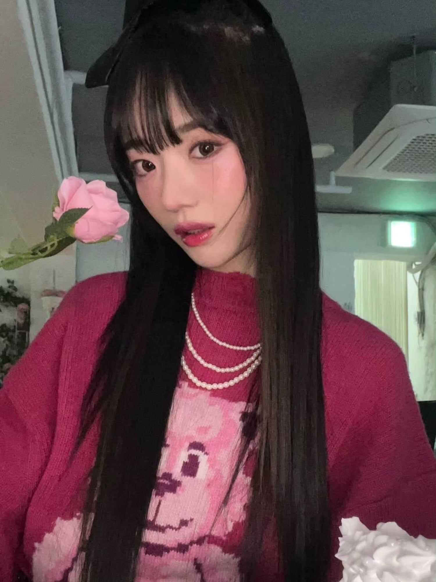  Áo Len ADLV Distressed Bear Knit Pink 