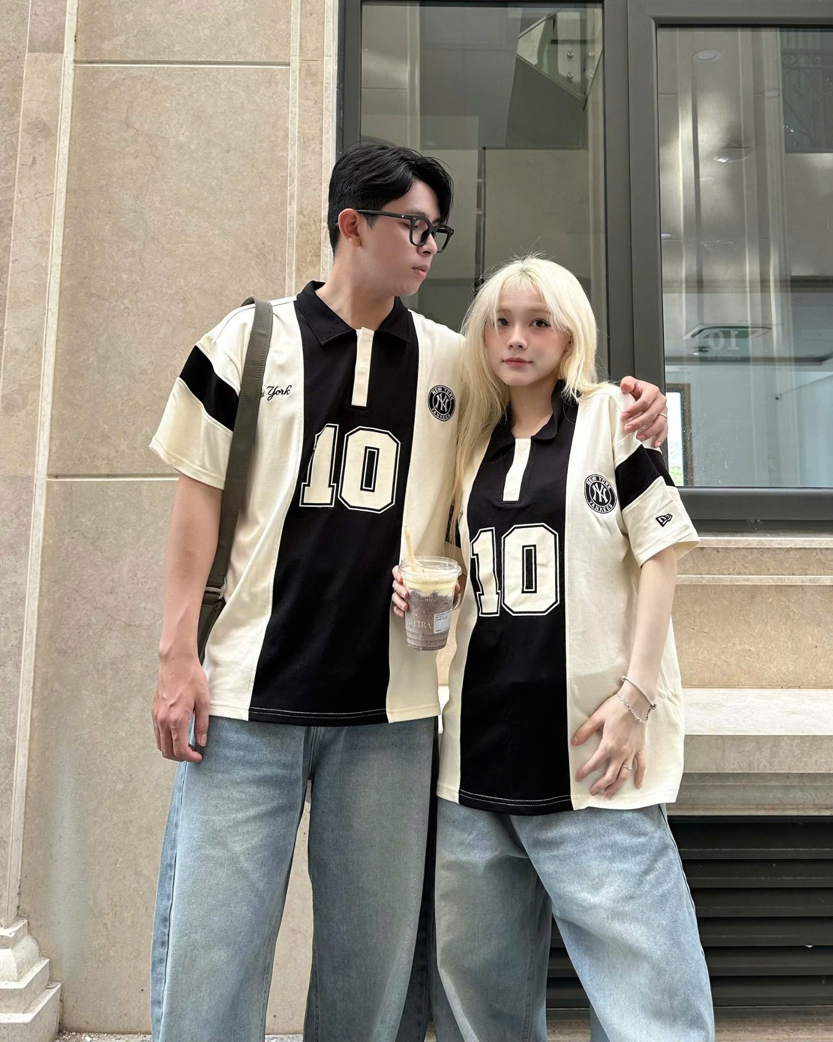  Áo Thun Polo New Era - [Unisex] NY Yankees Jersey 10 Stripe Black - 15488870 