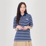  Áo Polo MLB - Varsity Stripe Oversized Collared T-shirt NY - 3APQV0343 