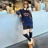  Áo Sweater MLB Korea - Varsity Overfit Half-Zip Boston Navy - 3AMTV0341-43NYS 