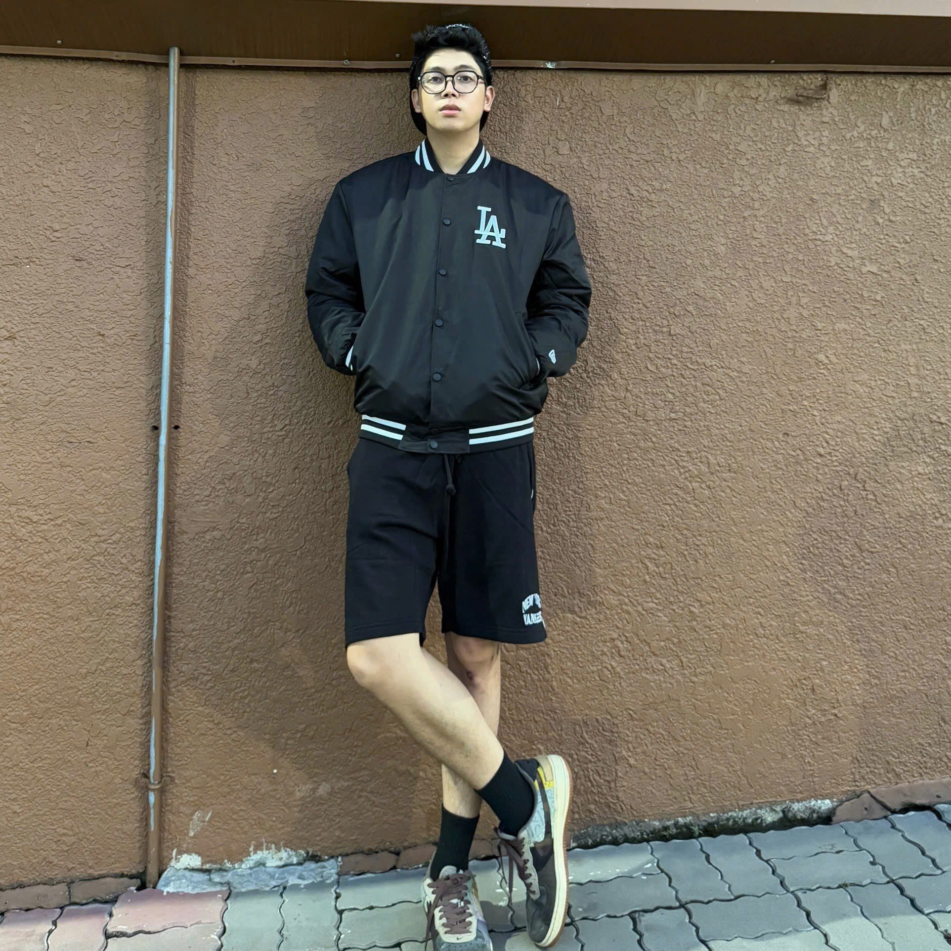  Áo Khoác Bomber New Era - [Unisex] Boston Varsity Jacket Black 