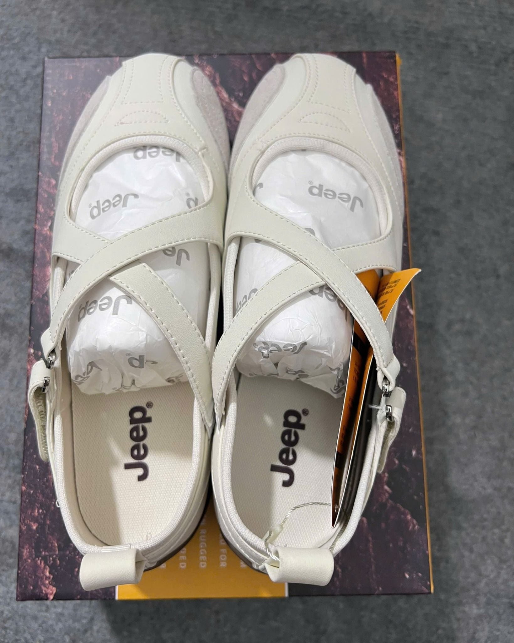  Giày Jeep Mary Jane - [Nữ] Vintage Toe Ballet White P661W13310 