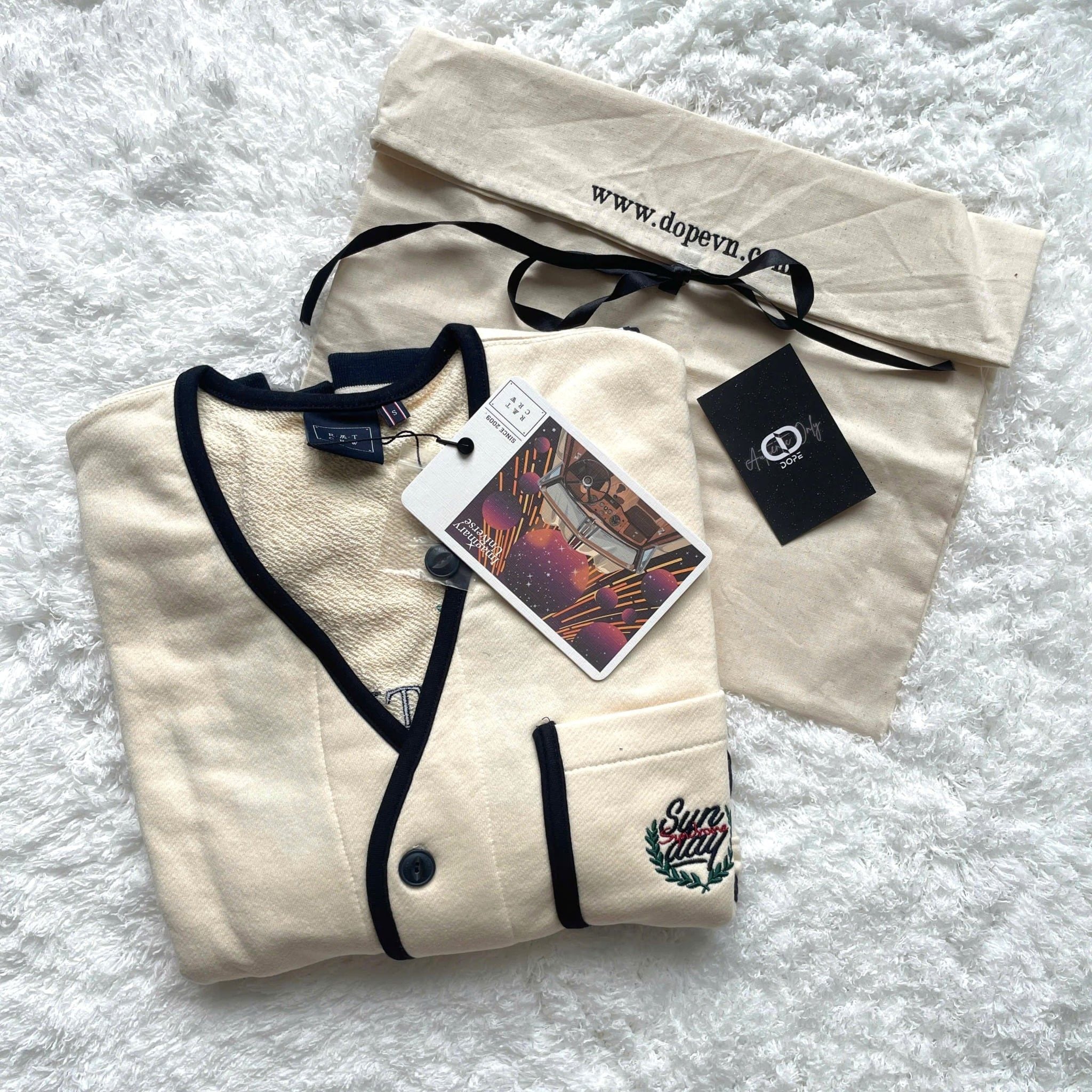  Áo Cardigan RMTCRW [ROMANTIC CROWN] - MODERN LAUREL COTTON CARDIGAN OATMEAL Size S 
