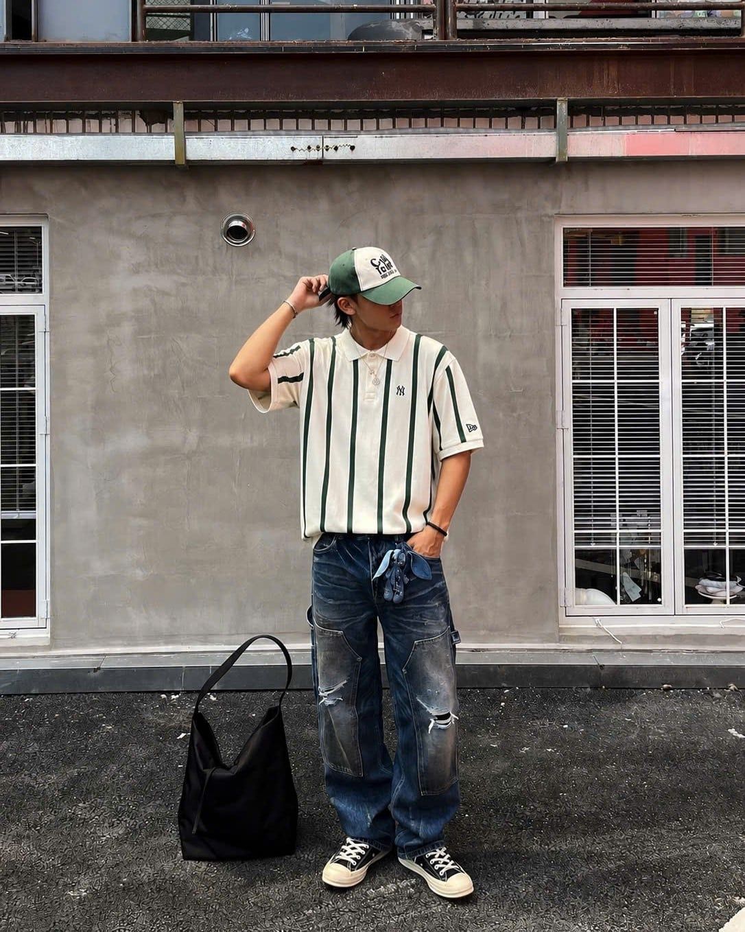  Áo Thun Polo New Era - [Unisex] NY Stripe Cream/Green - 13782553 