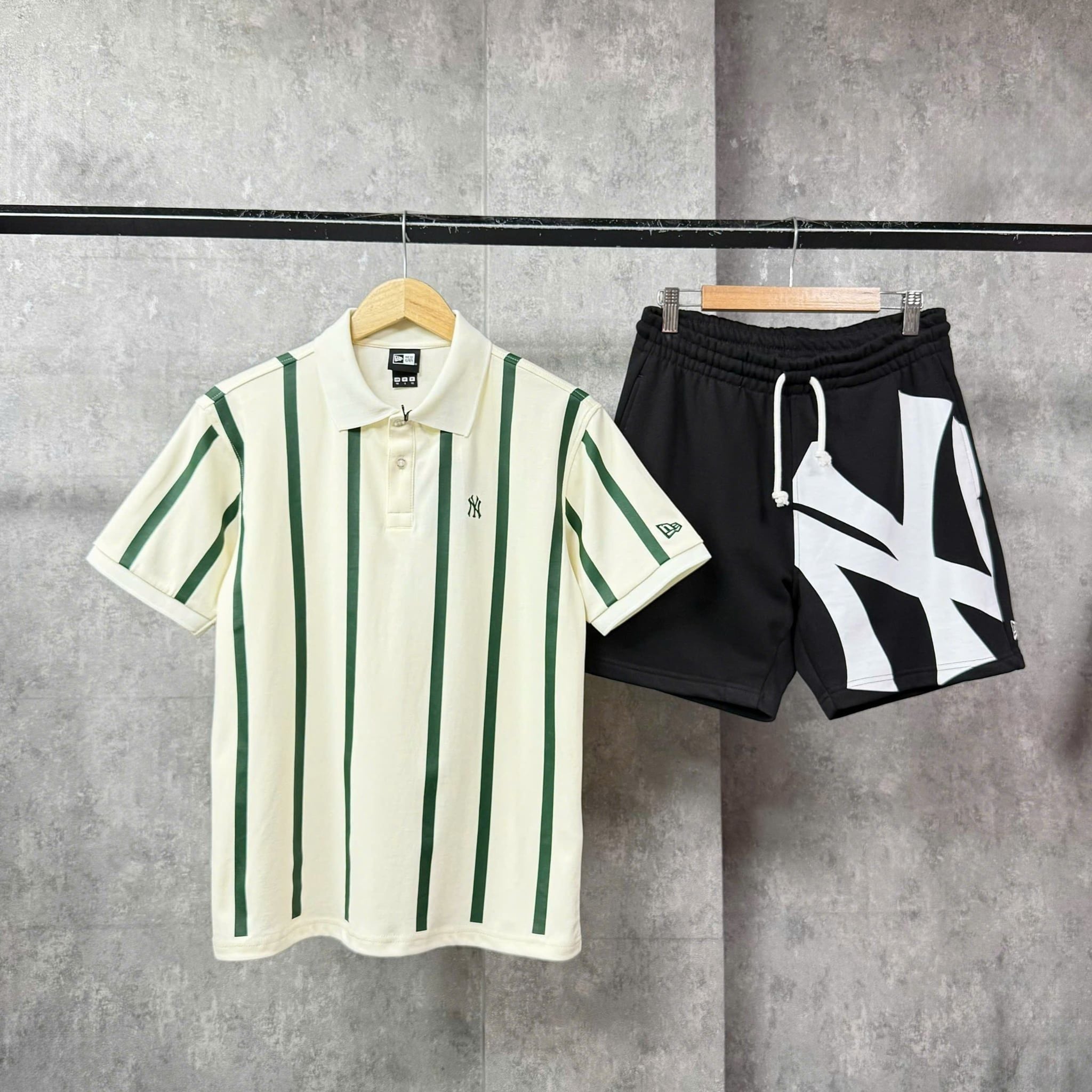  Áo Thun Polo New Era - [Unisex] NY Stripe Cream/Green - 13782553 
