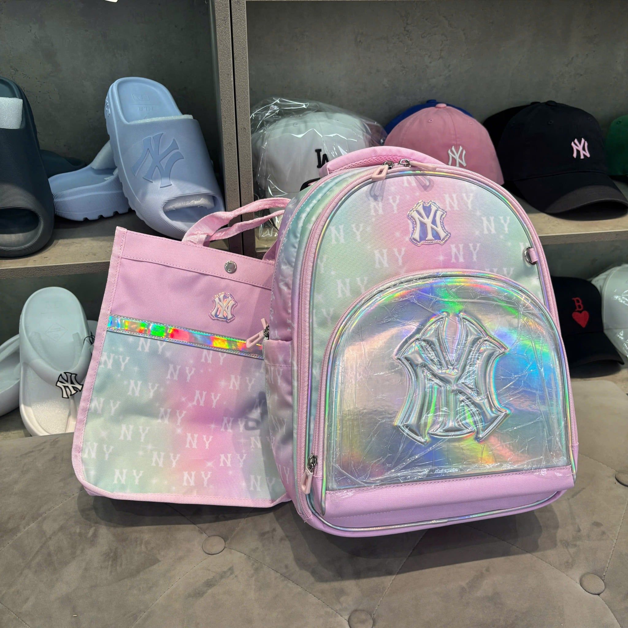  Balo MLB Korea - Aurora Monogram NY - 7FBKM015N-50PKL 