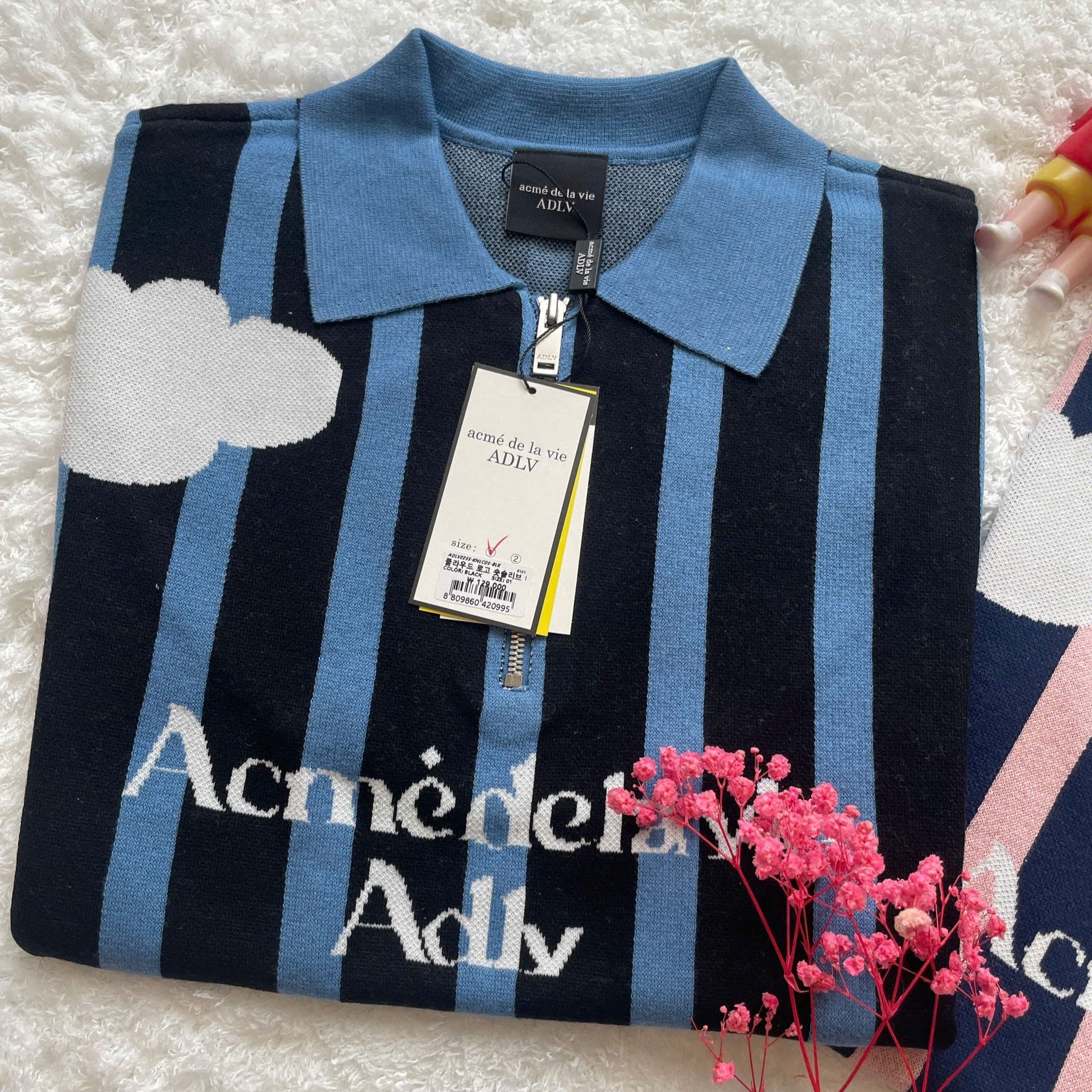  Áo Sweater ADLV - Acmé de la vie Cloud Logo Short Sleeve Knit Blue 